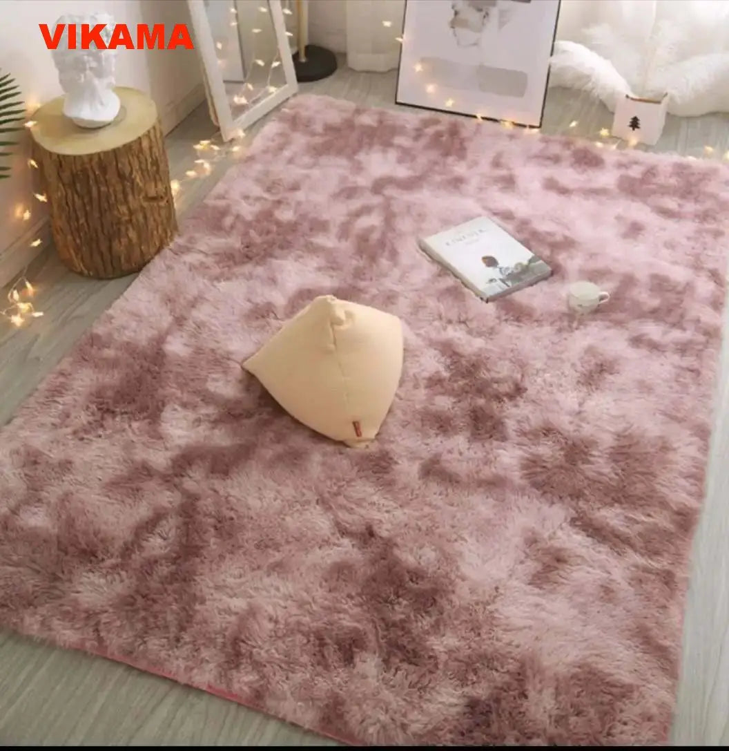 VIKAMA Solid Color Simple Nordic Tie-dye Carpet Living Room Bedroom Bbed Sofa Comfortable Blanket Silk Wool Floor Mat All Spread