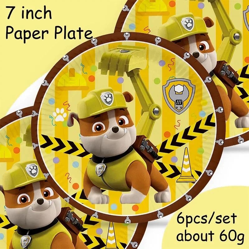 New Paw Patrol Birthday Decoration Dogs Rubble Disposable Tableware Cup Plate Tablecloth Baby Shower Kids Girl Boy Party Supplie