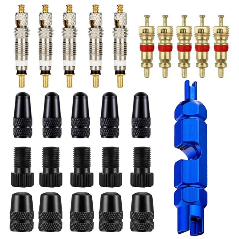 18pcs Bicycle Repair Tool Kits Presta Valve Core Set Bike Schrader Valve Wrench Tubeless Tire Remover MTB Repair Tools