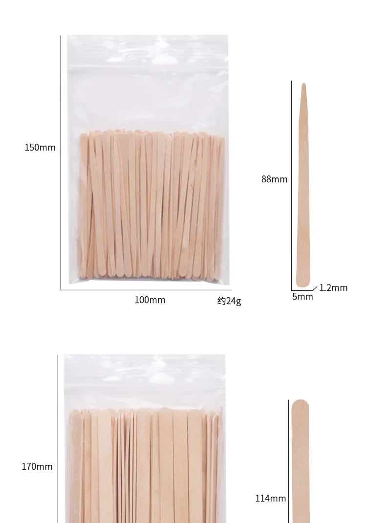 Wooden Waxing Stick Disposable Wax Bean Wiping Wax Tool Disposable Hair Removal Beauty Body Beauty Tool Uñas Nail Charms