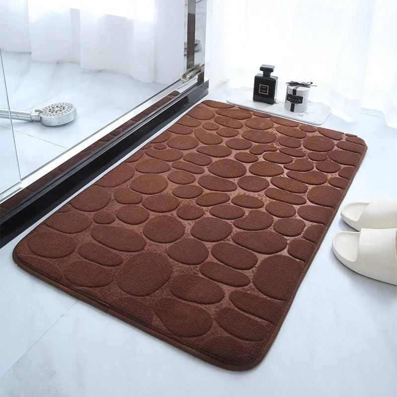 Mat Non Slip Carpets Cobblestone Embossed Bathroom Bath In Wash Basin Bathtub Side Floor Rug Shower Room Doormat Memory Foam