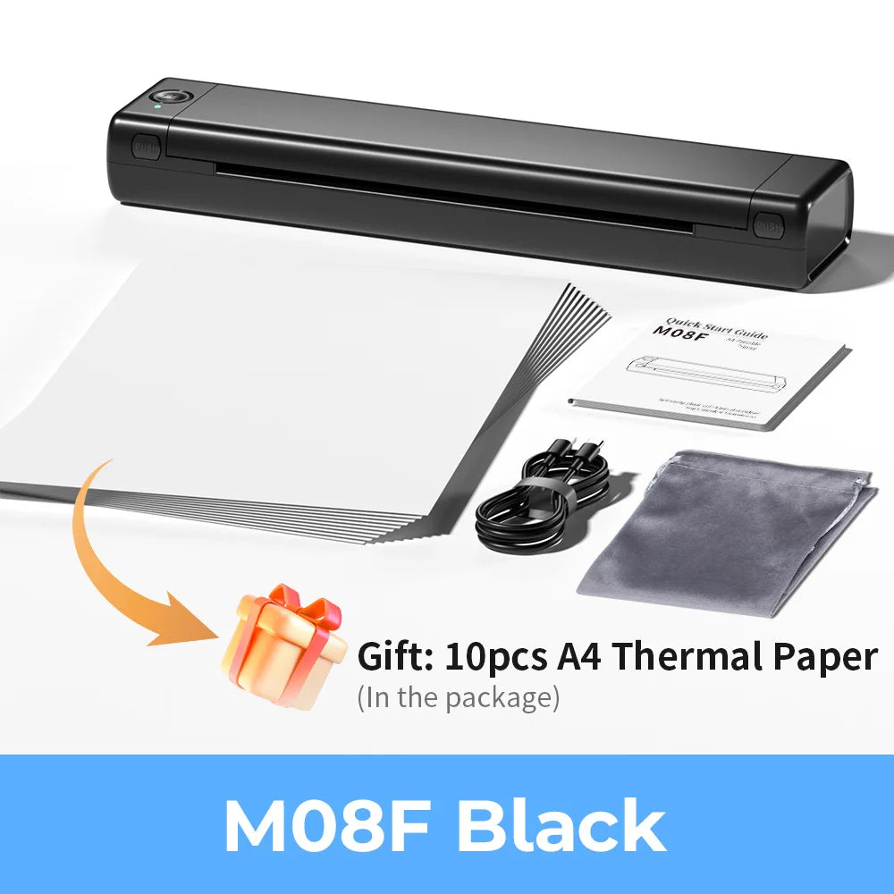 Phomemo M08F A4 Paper Printer Portable Thermal Printer Bluetooth Mobile Printer Compatible with Android & iOS Phone & Laptop