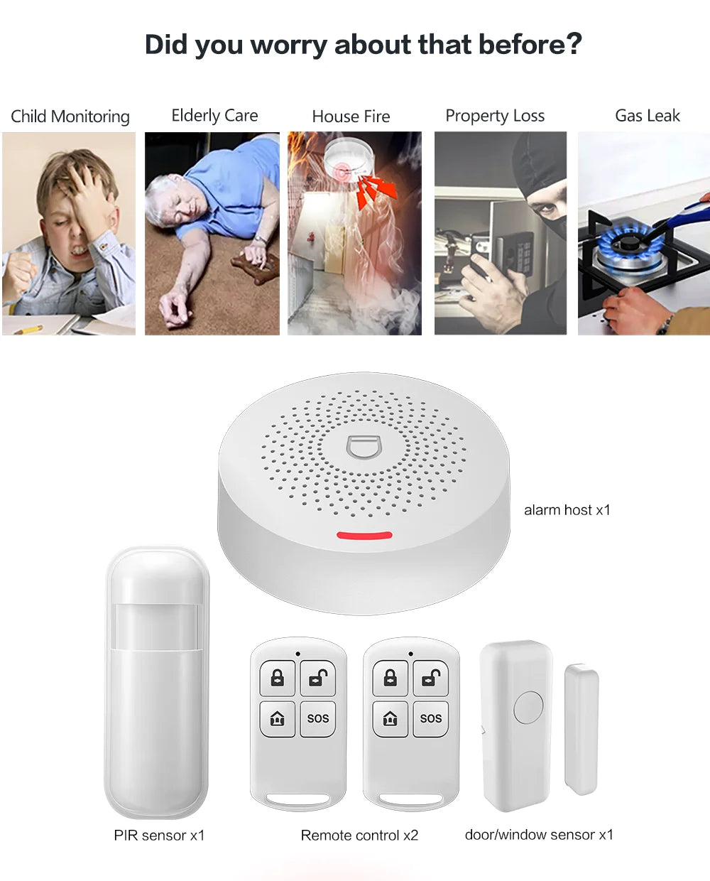 Wifi Tuya Home Alarm System 433MHz Burglar Security Alarm Smart Life App Control Wireless Home Alarm