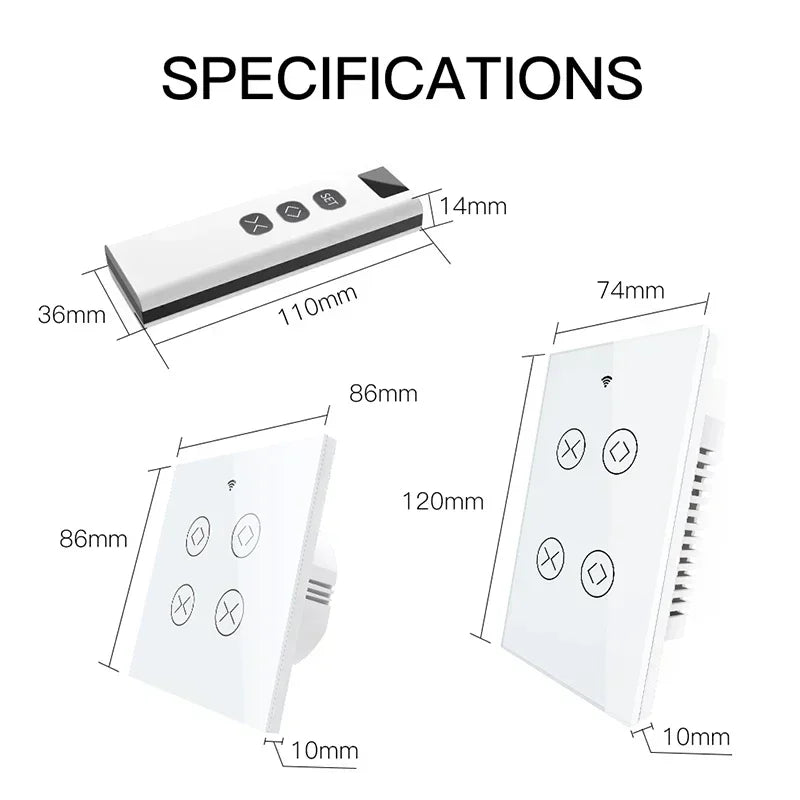 Tuya SmartLife WiFi RF 2 Gang Double Curtain Blind Switch for Roller Shutter Electric Motor With Alexa Google Home Voice Control