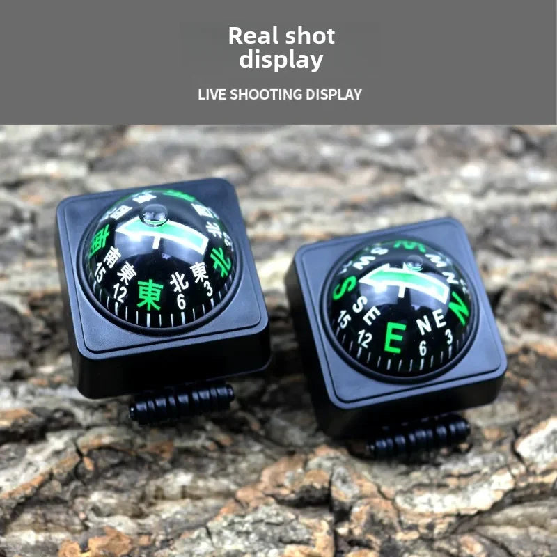 Outdoor Outing Car Guide Ball Self-driving Tour Compass with Thermometer Car Interior Decoration Accessories