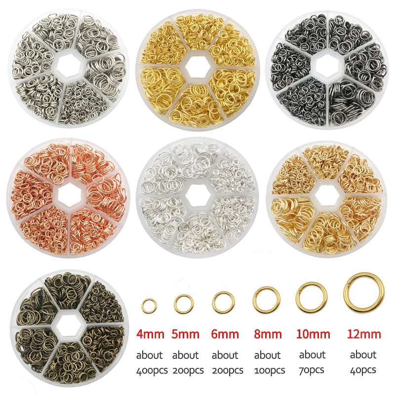 1Box Metal Open Jump Rings Split Rings Connectors Iron Open Jump ring For Diy Jewelry Making(4mm 6mm 8mm 10mm)