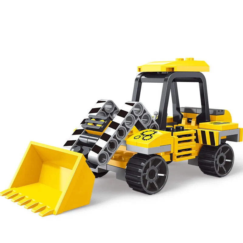 NEW Heavy Engineering Cement Mixer Fire Engine Mini Loader Truck Police Car Classic Model Building Blocks Sets Bricks Toy City
