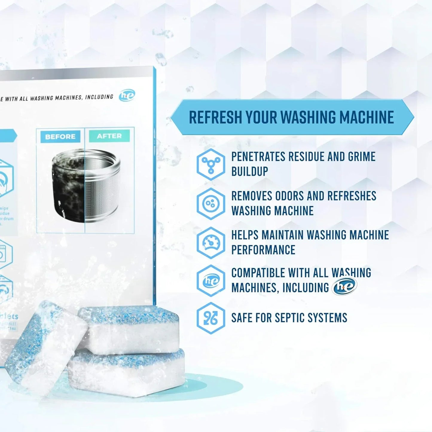 Washing Machine Cleaner Descaler Of 12/24pcs Pack-Deep Cleaning Tablets Odor Removing Tablets For Washer Laundry Supplies
