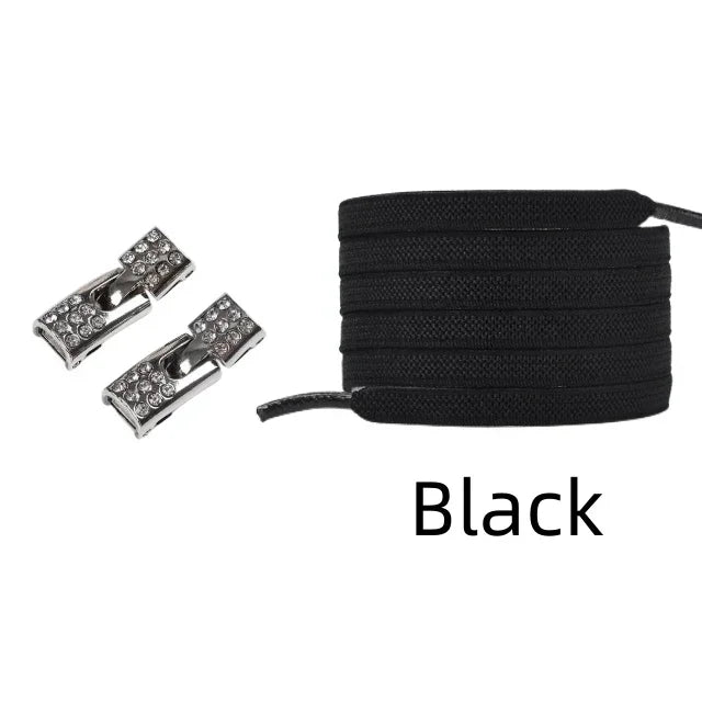 Elastic Laces Sneakers Diamond Cross Locks Shoelaces Without ties Kids Adult 8MM Width No Tie Shoe laces Rubber Bands Shoelace