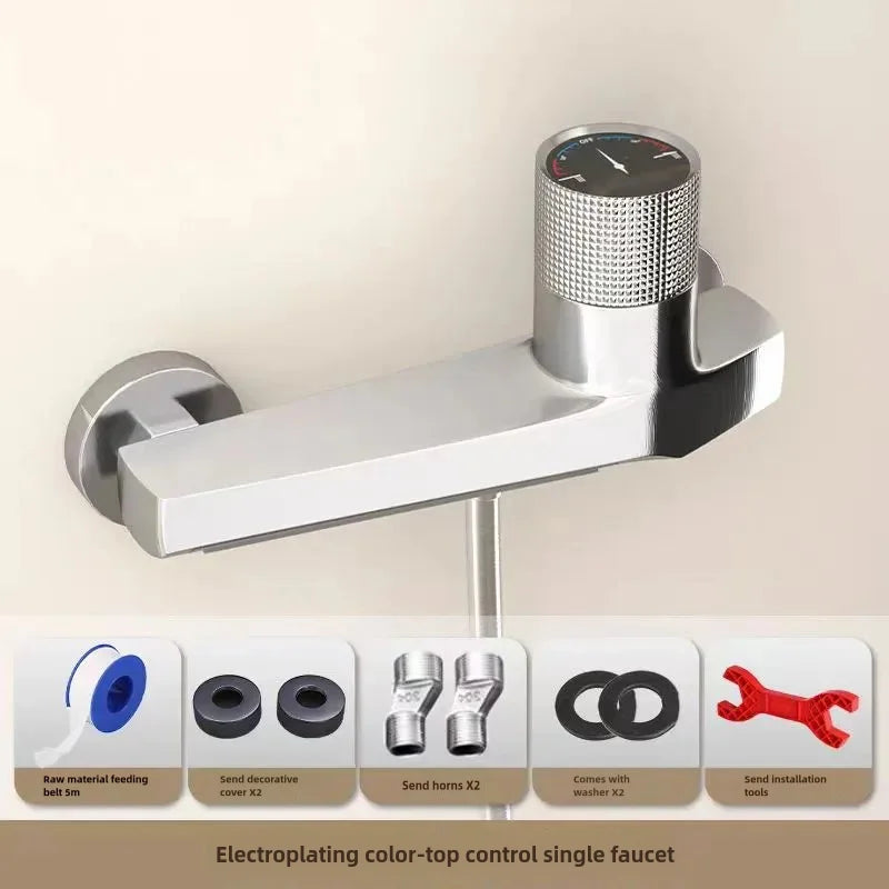 Bathtub Gray Waterfall Bathtub Faucet With Hand Shower Brass Chrome Wall Mounted Bathroom Shower Mixer Tap Shower system Set