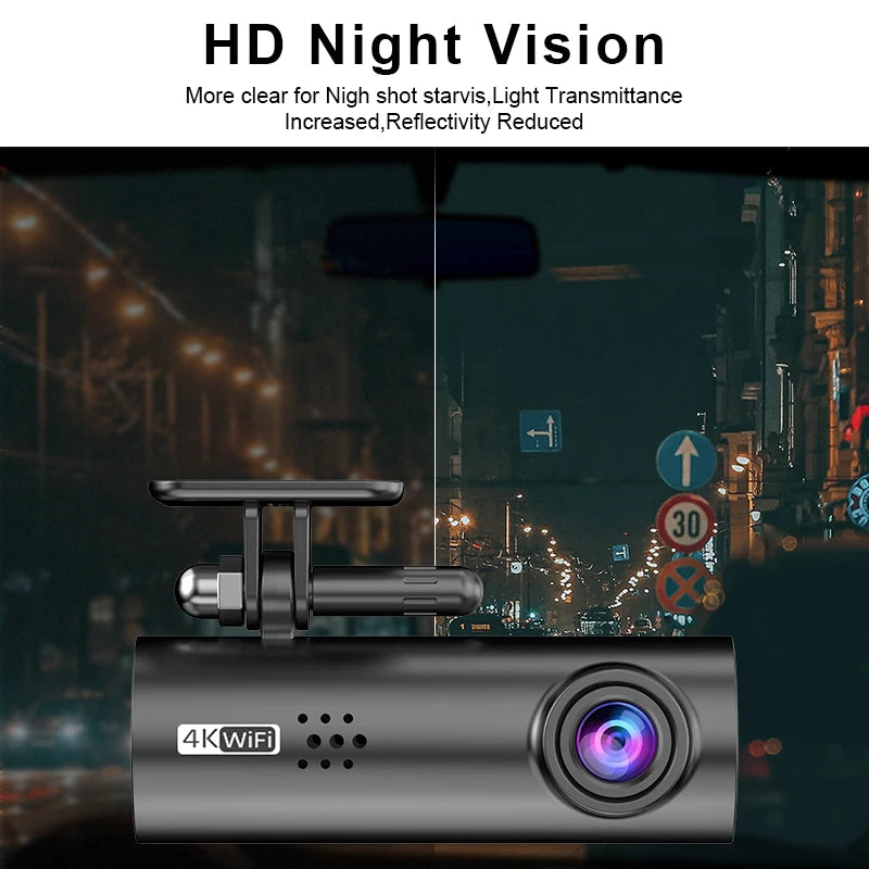 E-ACE 4K UHD WIFI Mini Dash Cam Car Dvr Video Recorder With APP Control Night Vision 24H Parking Camera Monitor Car Accessories