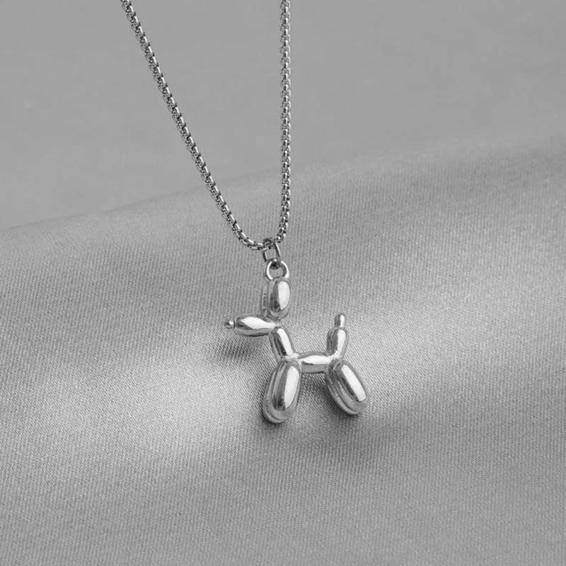 Silver Color Cute Animal Balloon Dog Necklaces Creative Pendant Clavicle Chain Necklace Ladies Girl Jewelry Dropshipping