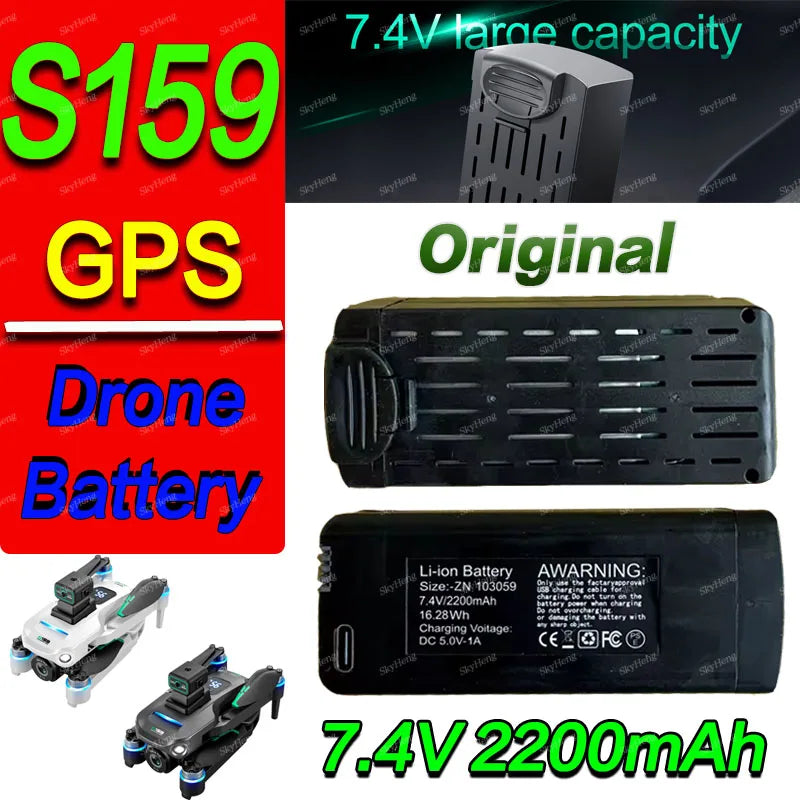 Original S159 8K 5G GPS Drone Battery 7.4V 2200mAh Battery For S159 Aerial Spare Battery Accessories Parts