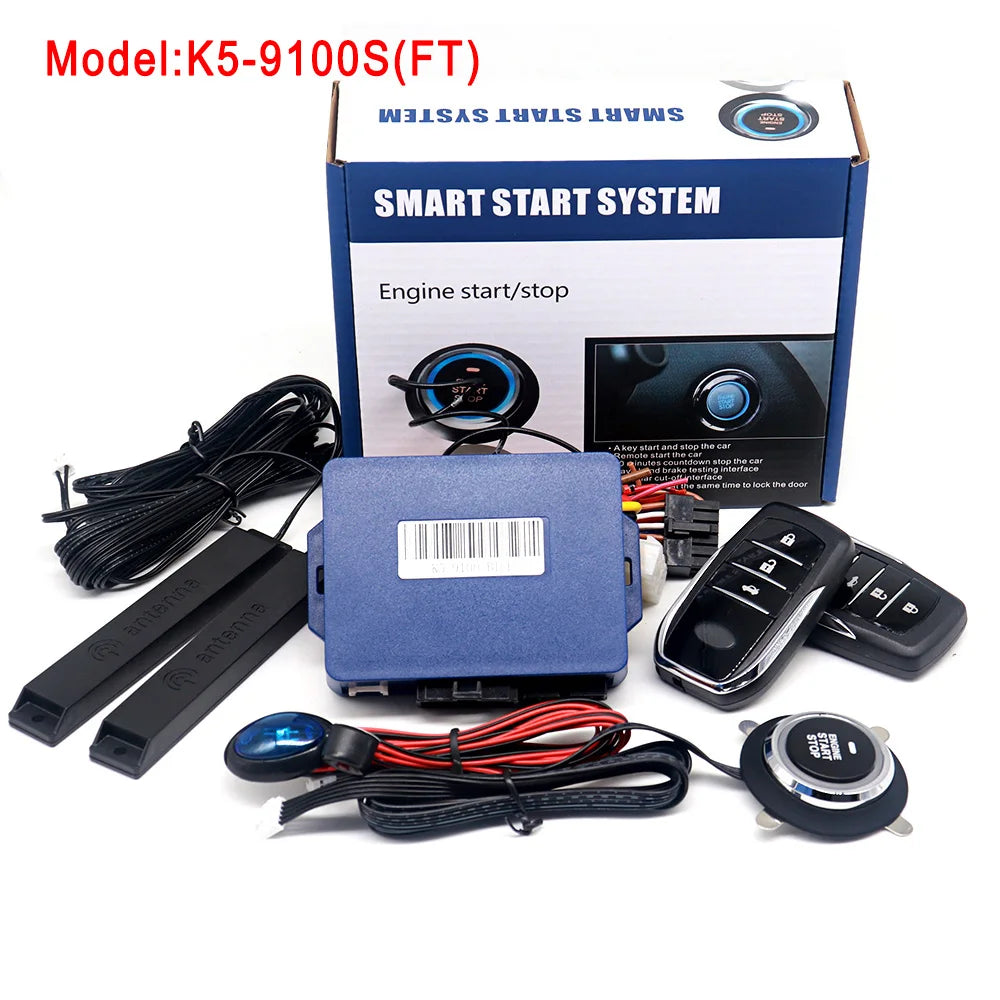 Car Alarm With Autostart Push One Button Auto Start Stop Keyless Entry System Smart Key Remote Start Kit Automotive Accessories