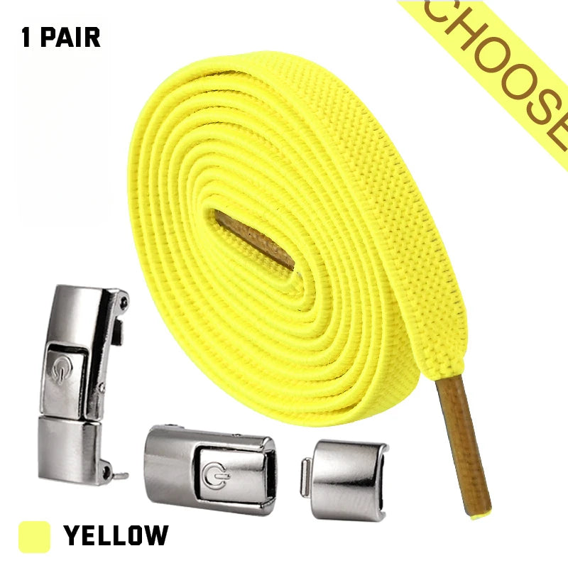 New Press Lock Shoelaces without ties Elastic Laces Sneaker 8MM Widened Flat No Tie Shoe laces Kids Adult Shoelace for Shoes
