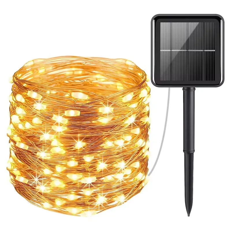 1pc Warm And Colorful Solar String Lights Outdoor Waterproof Led Courtyard Tree Wedding Flashing Lights Solar String Lights