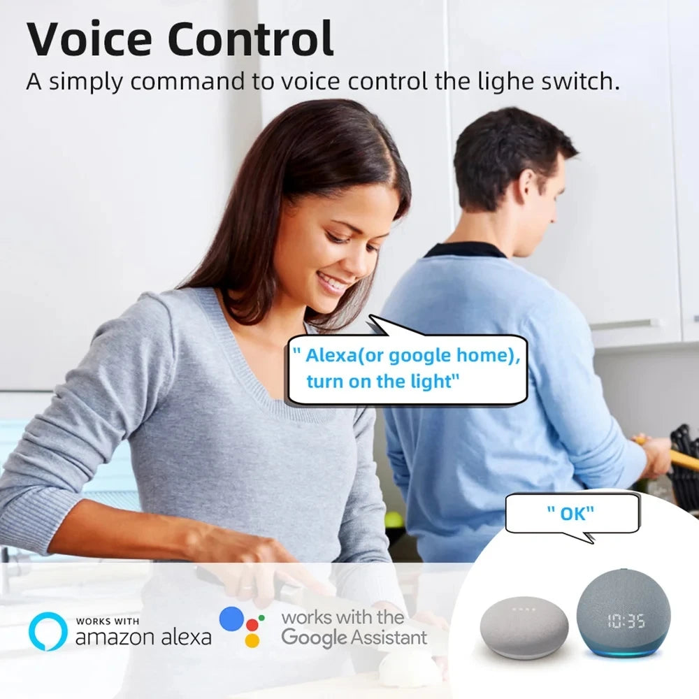16A Wifi Mini Smart Switch DIY Light Switch 2 Way Wireless Control Smart Home with Tuya Smart Life Alexa Alice Google Home