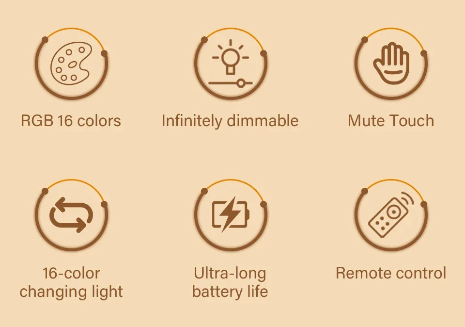 Touch Bedside Lamp Rechargeable RGB Night Light Remote Control Long Life Battery Bedroom LED Warm Desktop Decorative Lights