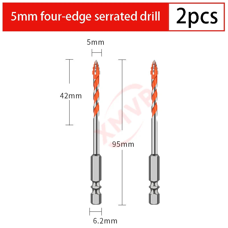Four-edge serrated drill, eccentric drill bit, high-hardness tile and concrete drilling Super hard electric drill dry drilling