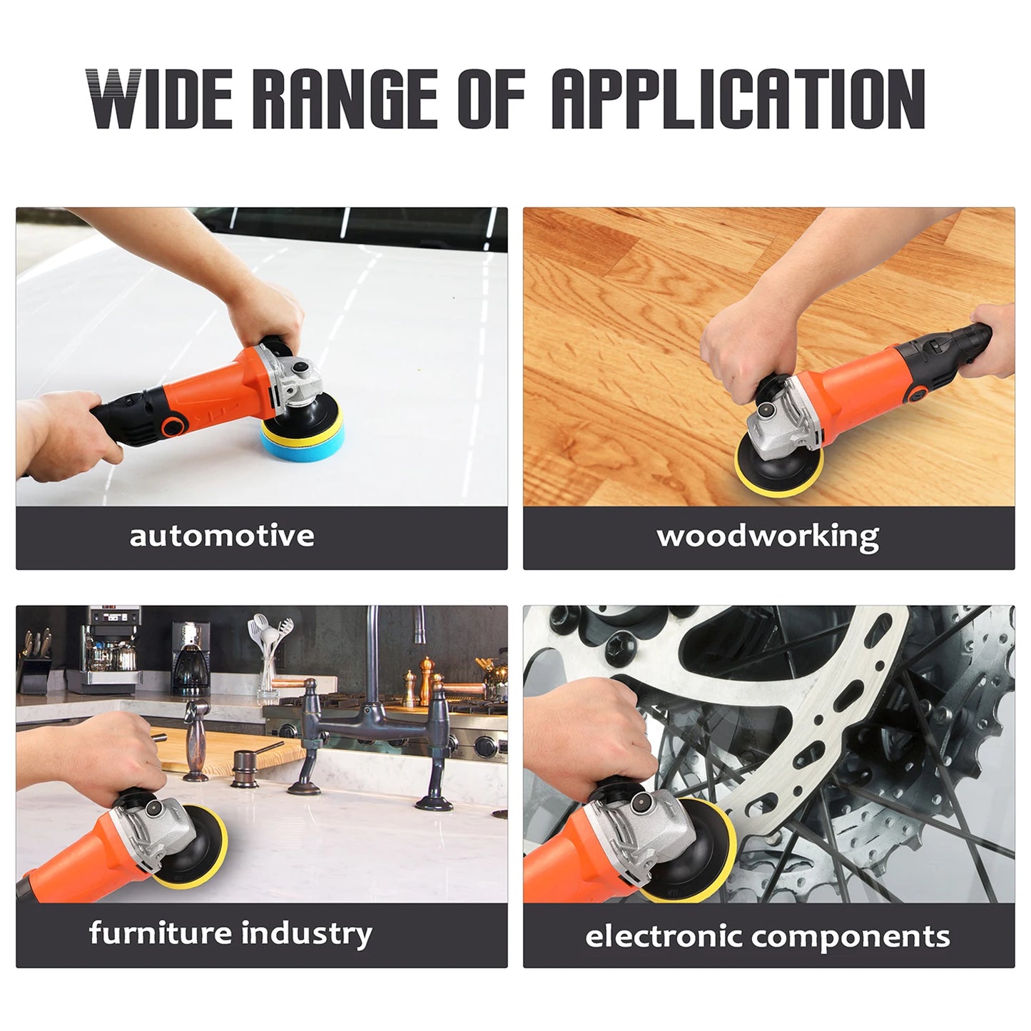 1200W 220V Adjustable Speed 6 Gears Car Electric Polisher Waxing Machine Automobile Furniture Polishing Tool EU Plug