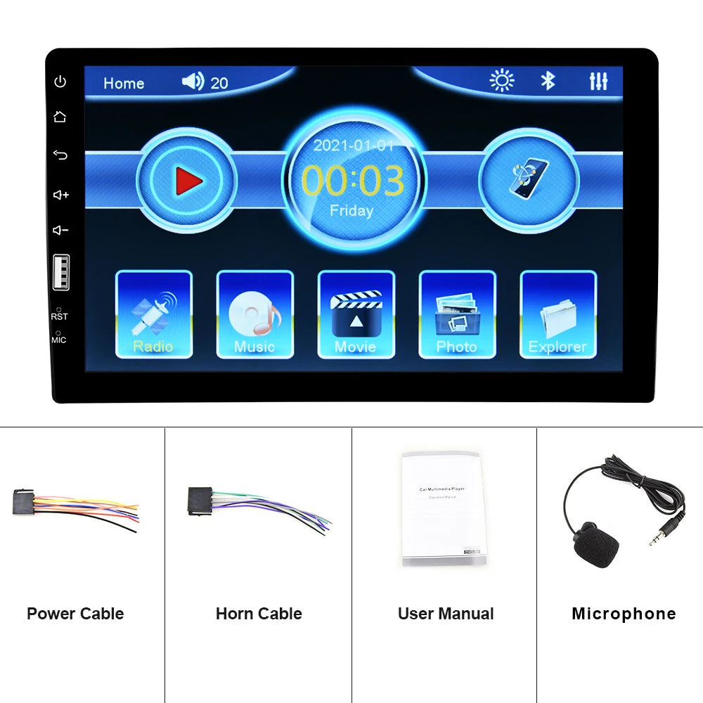 Podofo 1 din Car Radio HD Autoradio Multimedia Player Touch Screen Car Stereo MP5 FM Bluetooth USB Camera Car 1 Din Player