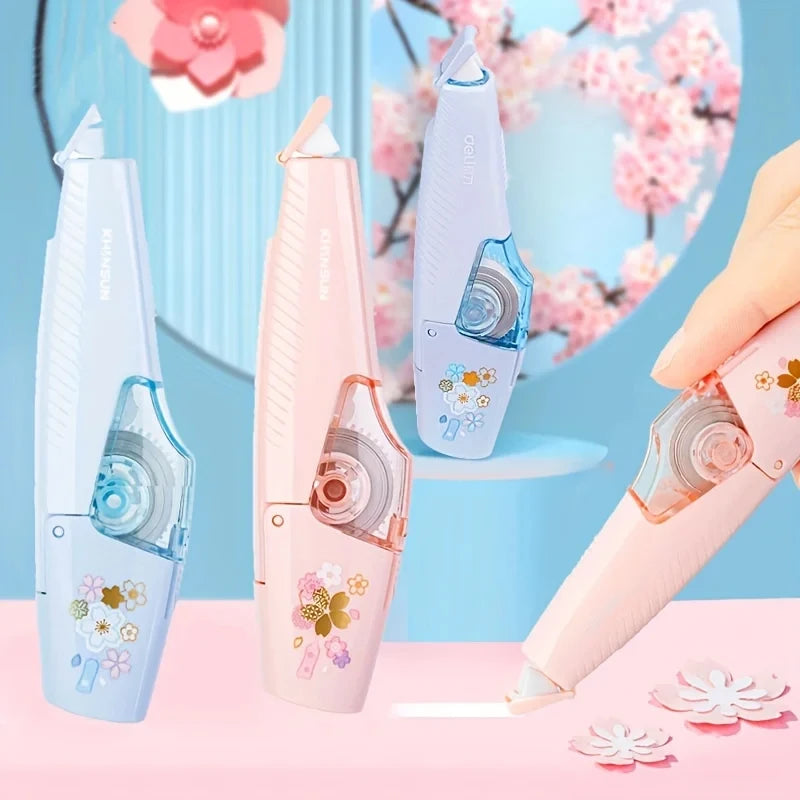 KHINSUN School Correction Tape with Refill Pen Style White Out Corrector Easy Replaceable Correction Tapes