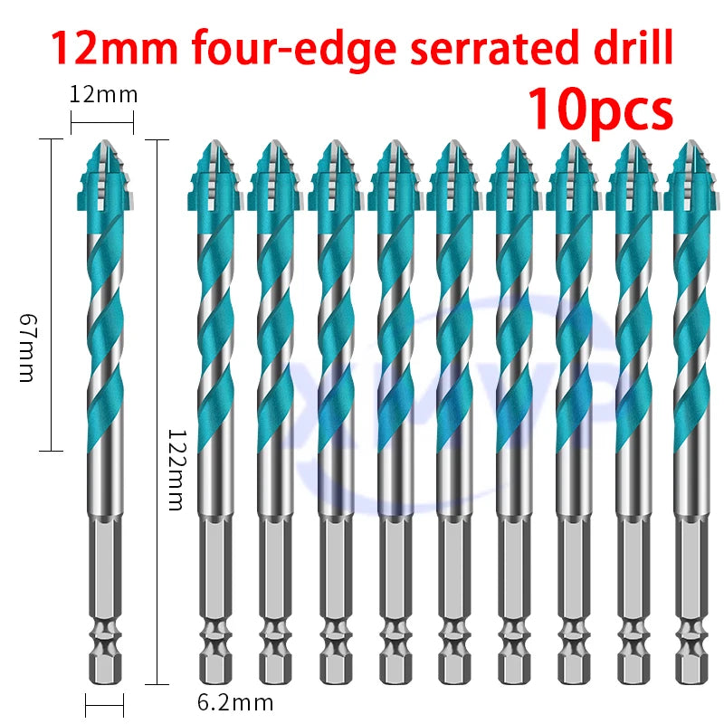Four-edge serrated eccentric drill bit, high-hardness tile drilling, concrete Nemesis, super-hard special electric drill
