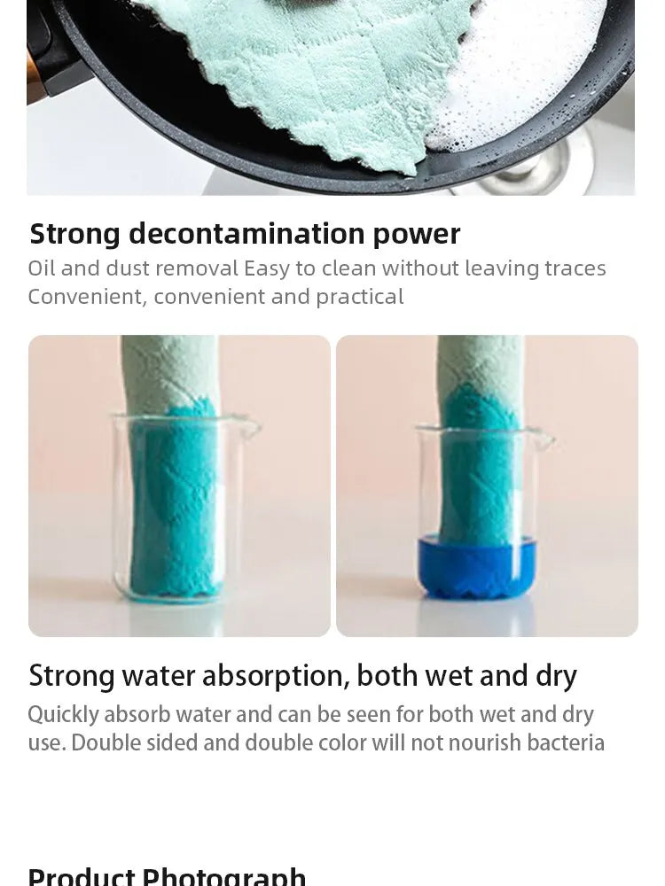 10/20pcs Dishwashing Cloth Kitchen Cleaning Wipes Household Multipurpose Absorbent Nonstick Oil Fiber Cleaning Cloth