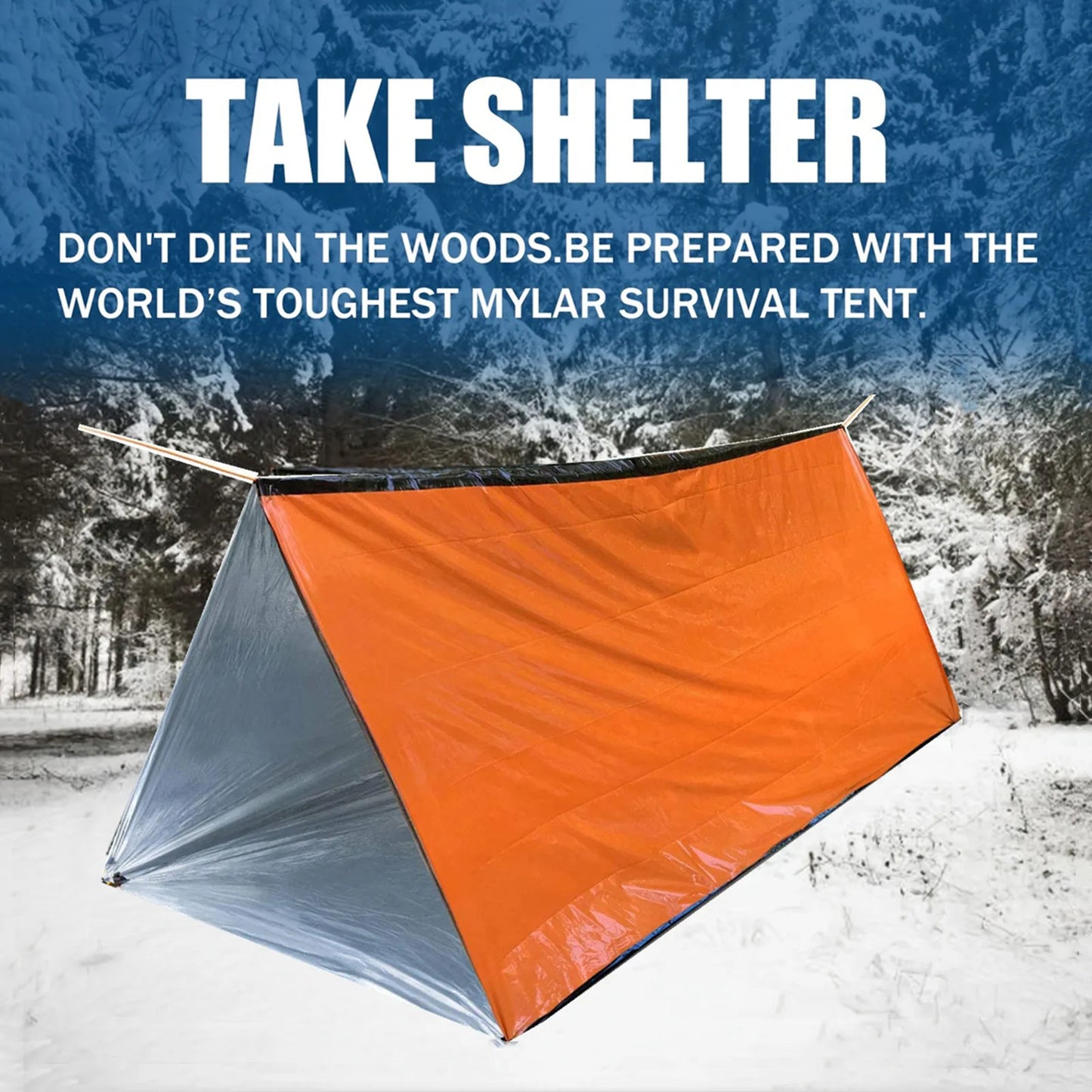 Outdoor emergency tent withground pegs, clips, whistle, carabiner and storage bag set, convenient and portable to store travel