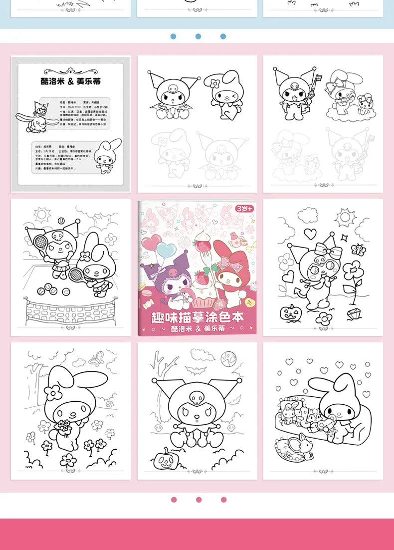 New Sanrio Kuromi Painting Notebook Children'S Sketching Coloring Copy Notebook Elementary School Cartoon Anime Line Draft