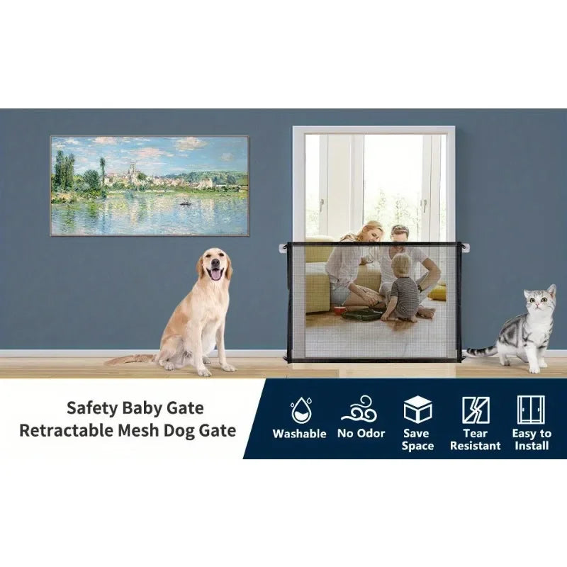 Pet Barrier Fences Portable Folding Breathable Mesh Child Safety Gate Pet Baby Separation Guard Isolated Fence Dog Accessories
