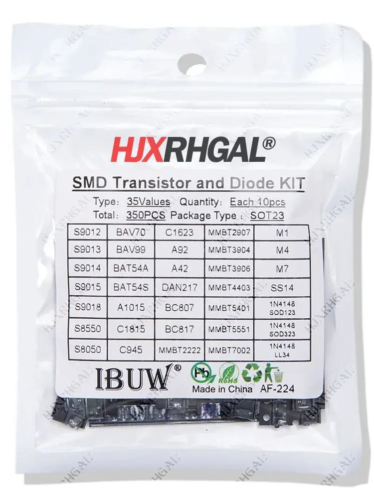35values x 10PCS=350PCS SMD SMT hjxrhgal Transistor and Diode Assortment Kit