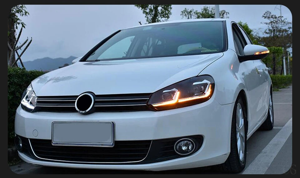 Car Styling Headlights for VW Golf 6 MK6 jetta R20 Black Samurai Style LED Headlight 2009-2012 Head Lamp DRL Signal Projector
