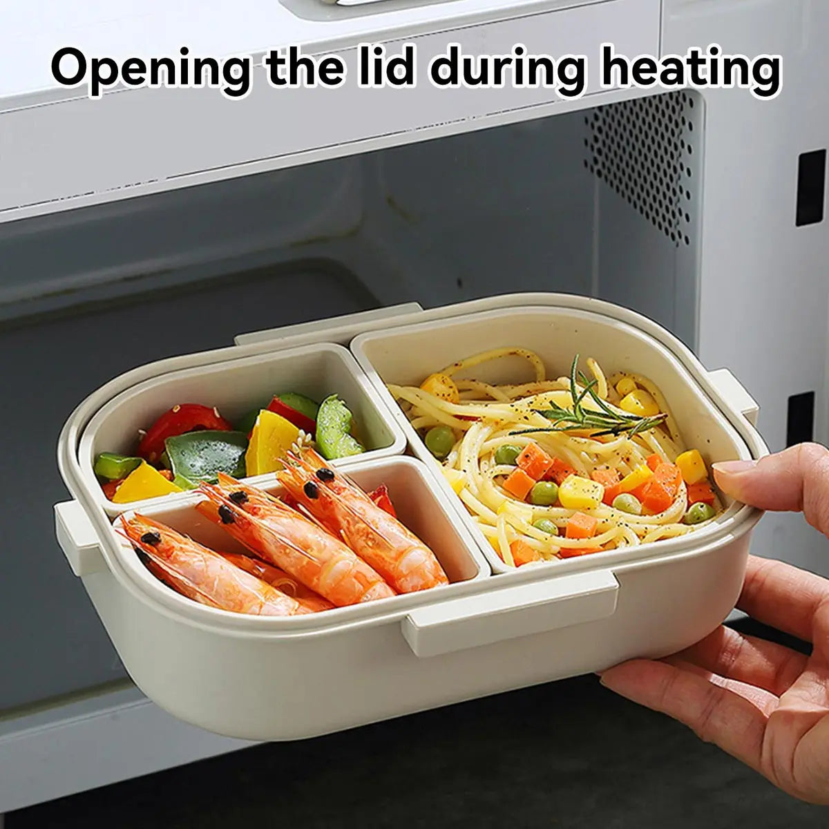 WORTHBUY Portable Plastic Bento Lunch Box With 3 Removable Compartment Leak-proof Microwave Salad Food Container For Kids School