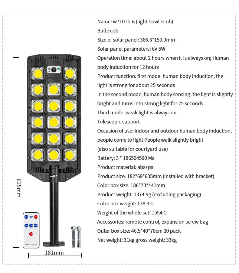 LED Solar Street Light Outdoor Waterproof LED For Garden Wall Adjustable Angle Solar Lamp Built-in Lithium Battery