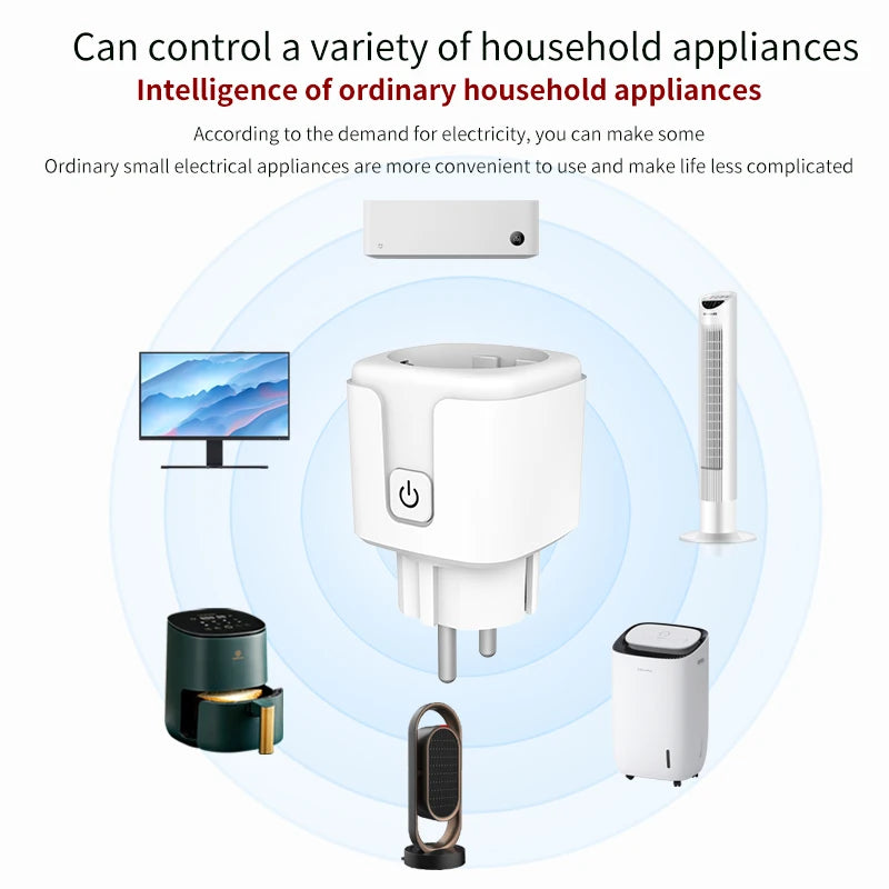 WiFi Smart Plug Socket EU 16/20A with Power Monitoring Timing Voice Control Works with Tuya Alexa Google Home Smart Life
