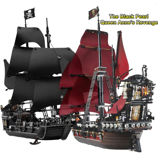Pirates of the Caribbean Black Pearl Queen Anne Revenge Ghost Ship Model 79008 4184 Building Blocks 4195 Set Bricks Toy Kid Gift