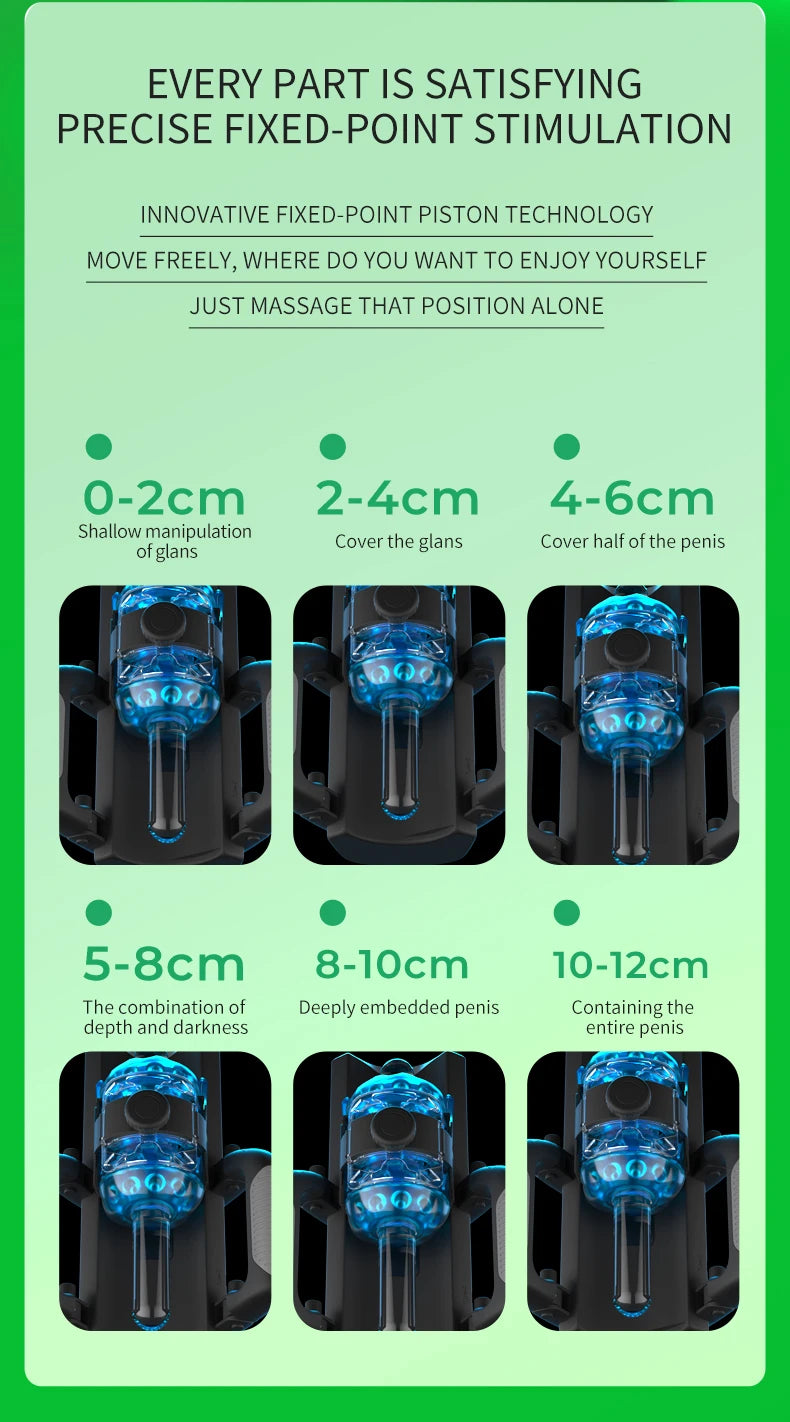 THRUSTING-King 12cm 6-Segment Fixed-point Telescopic Male Masturbator One-Key Burst Masturbation Cup Trainer Sex Toys for Men
