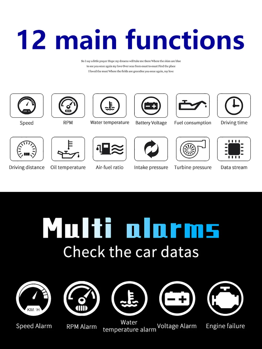 P10 Pro Head Up Display On-board Computer Car Digital OBD2 Mileage OBD Driving Computer Display Speedometer Temperature Gauge