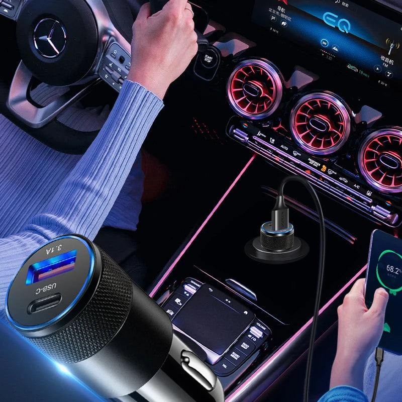 30W Mini USB C Car Charger PD Fast Charge Phone Power Adapter For iPhone Samsung Xiaomi Huawei USB Car Cigarette Lighter Socket