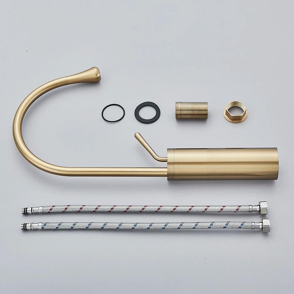 Modern Basin Faucet Brushed Gold Black Silver Faucet Deck Mounted Basin Sink Tap Mixer Hot & Cold Brass Tap for Bathroom