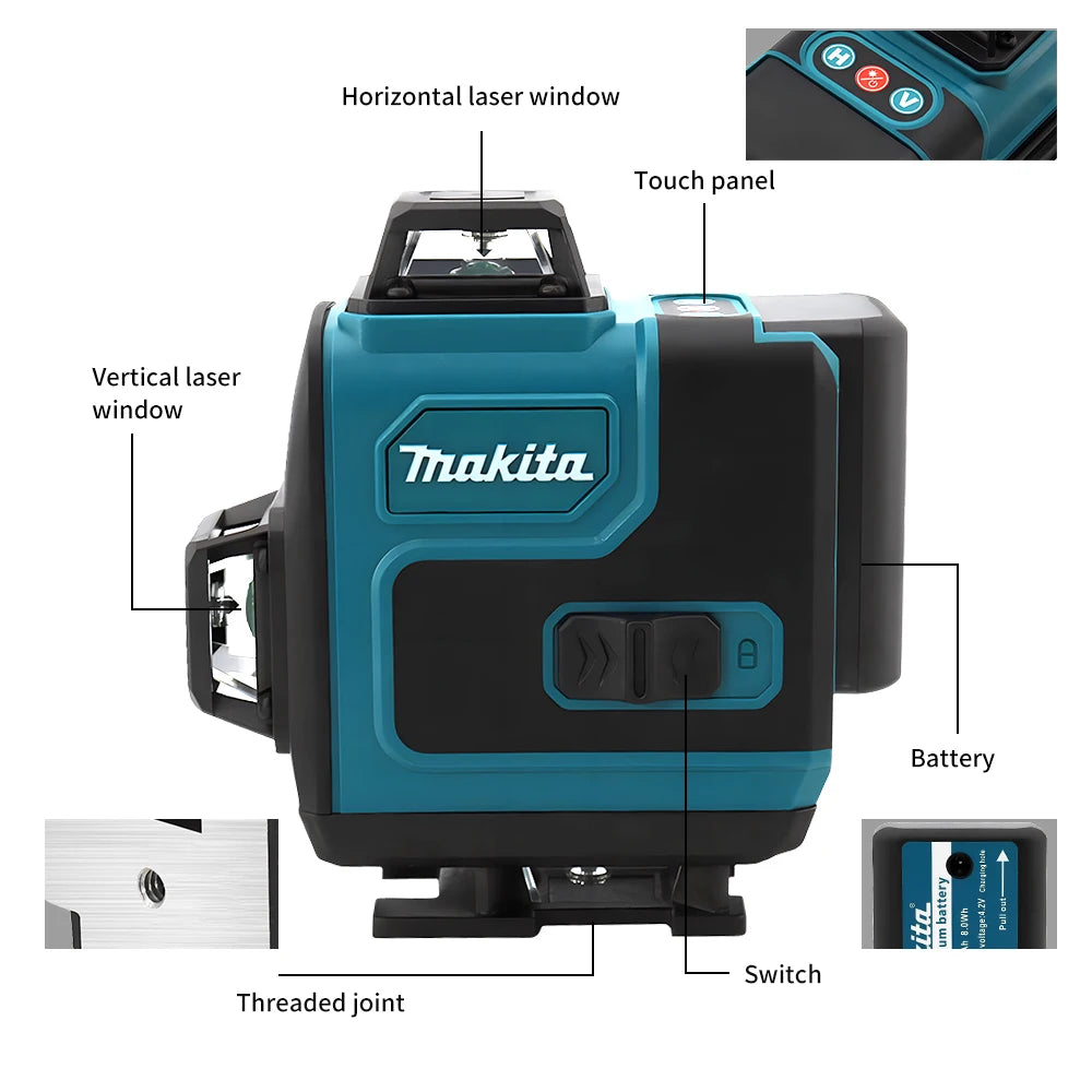 3D/4D Laser Level 16 Lines Horizontal And Vertical With Remote Control 16 Lines 360°Self-leveling Laser Levels makita tools