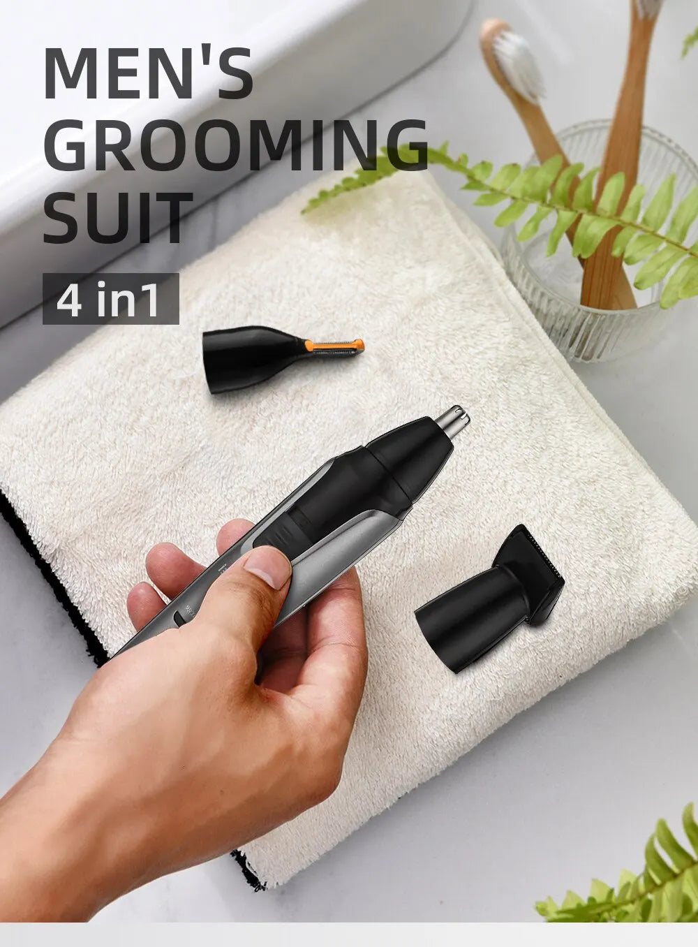 3in1 Rechargeable Nose Trimmer Beard Trimer For Men Micro Shaver Eyebrow Nose Hair Trimmer For Nose And Ear Cleaner Grooming Set