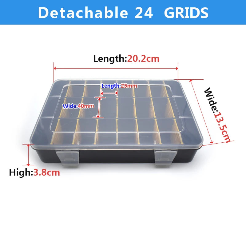 2-24 Grids Screw Organizer Container Box Plastic Transparent Compartment Adjustable Storage Box For Jewelry Button Hardware Tool
