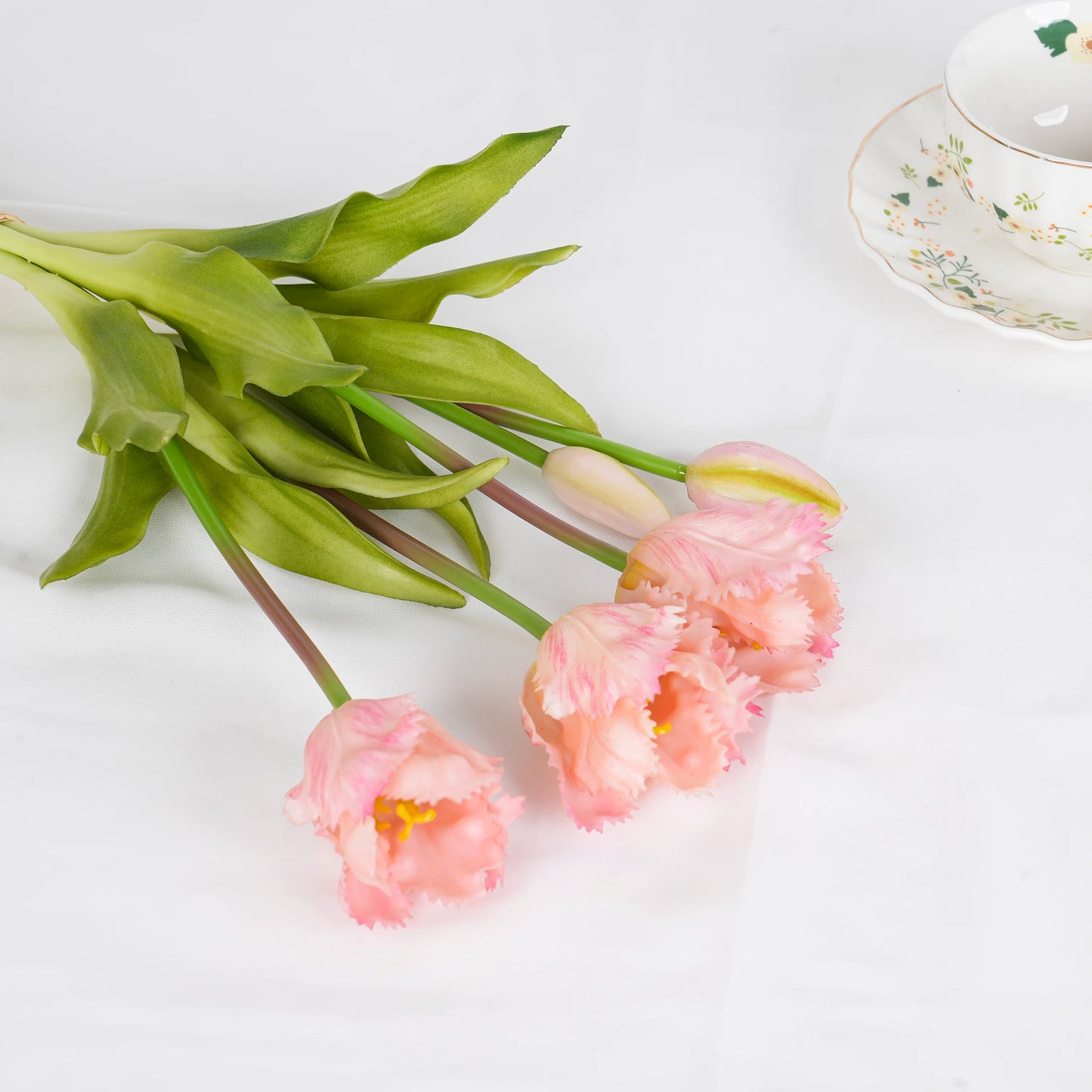 New Parrot Wave Tulip Silicone Artificial Flowers Soft and Comfortable Bouquet Home Room Living Room Desktop Floral Decoration