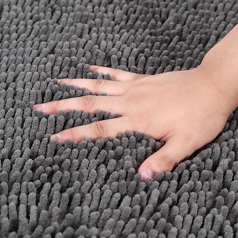 1pc 40*60cm Blue Soft and Absorbent Chenille Bath Rug - Non-Slip and Quick Dry Shower Carpet for Home Bathroom -Machine Washable