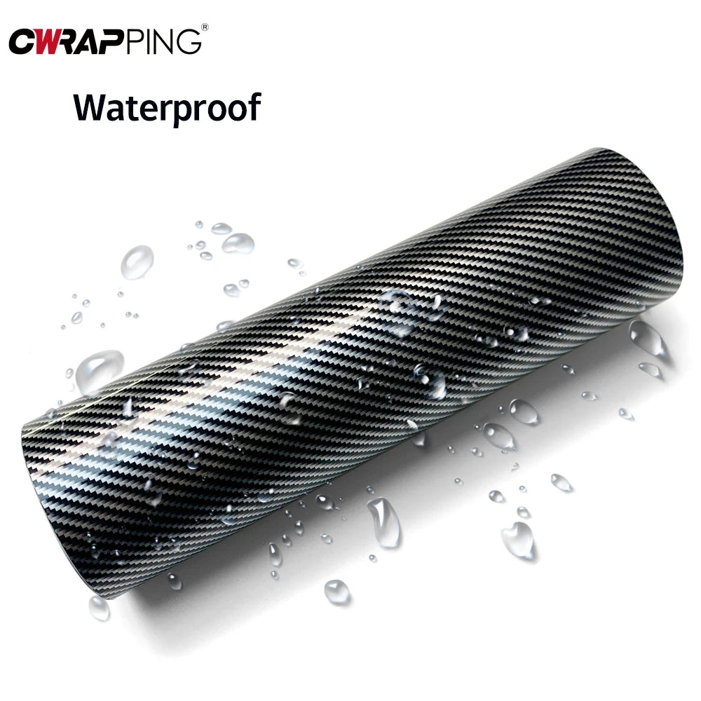 Car Wrap Vinyl Film 2D Glossy Carbon Fiber Sticker Anti-Scratch Black Color Change Film Bubble Free Decal for Car Accessories