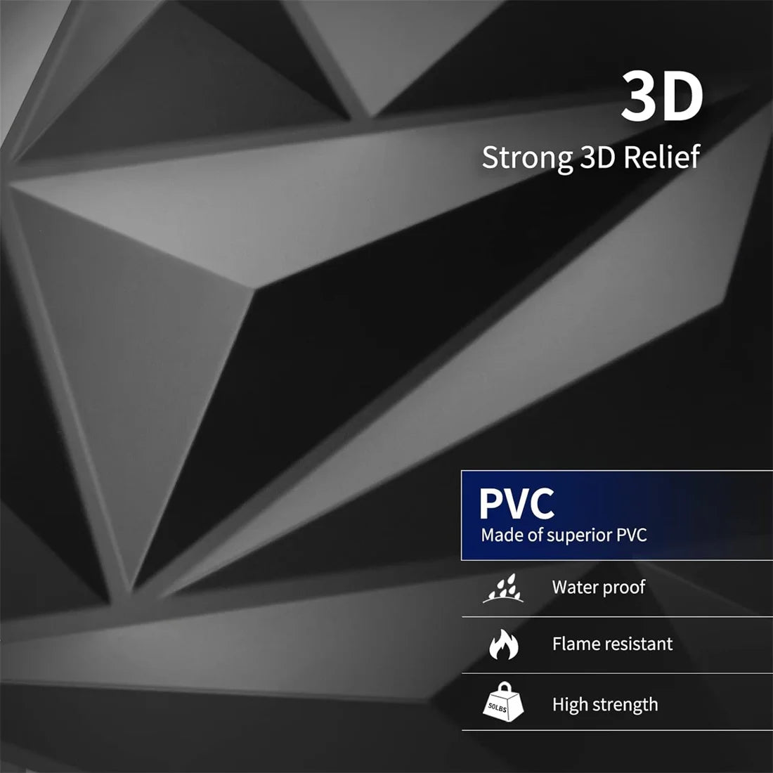 10pcs Diamond Design Decorated 3D Wallpanel, 30cmx30cm Matte White/Black, Diy Home Decoration Wallboard
