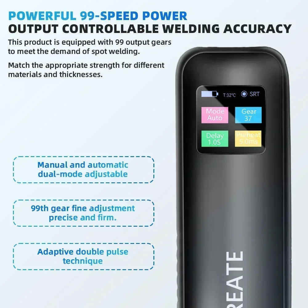 New Spot Welder Big Color Screen Adjustable Powerful Handheld Welding Machine Portable Mini Welding for 18650 Lithium Battery
