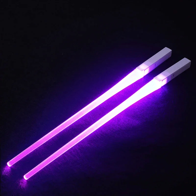 Novel 1 Pair LED Luminous Chopsticks Light Up Durable Lightweight Kitchen Dinning Room Party Food Safe Tableware Multi-color Hot